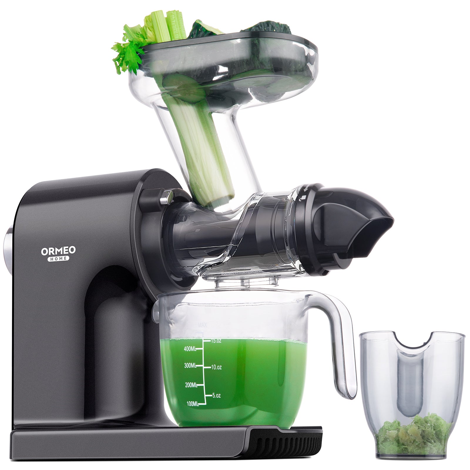 ORMEO Cold Press Juicer BZM1535 With Cup, Black and Silver