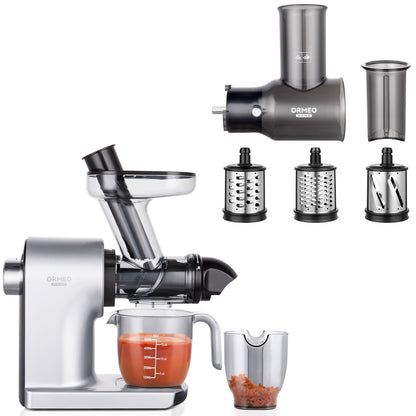ORMEO Cold Press Juicer BZM1535 With Cup, Black and Silver