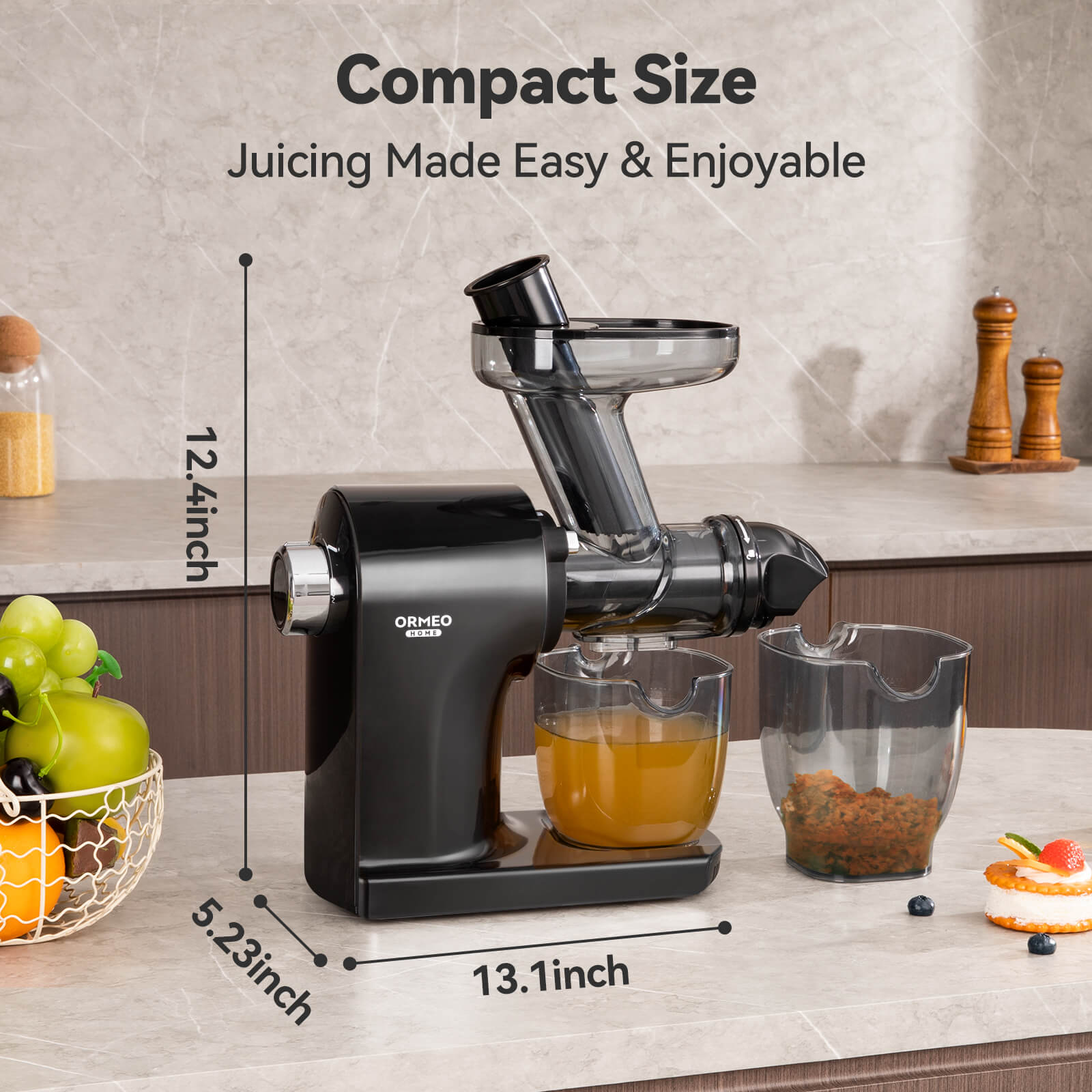Cold Press Juicer, More Nutrients, Quiet Slow Juicer, Black