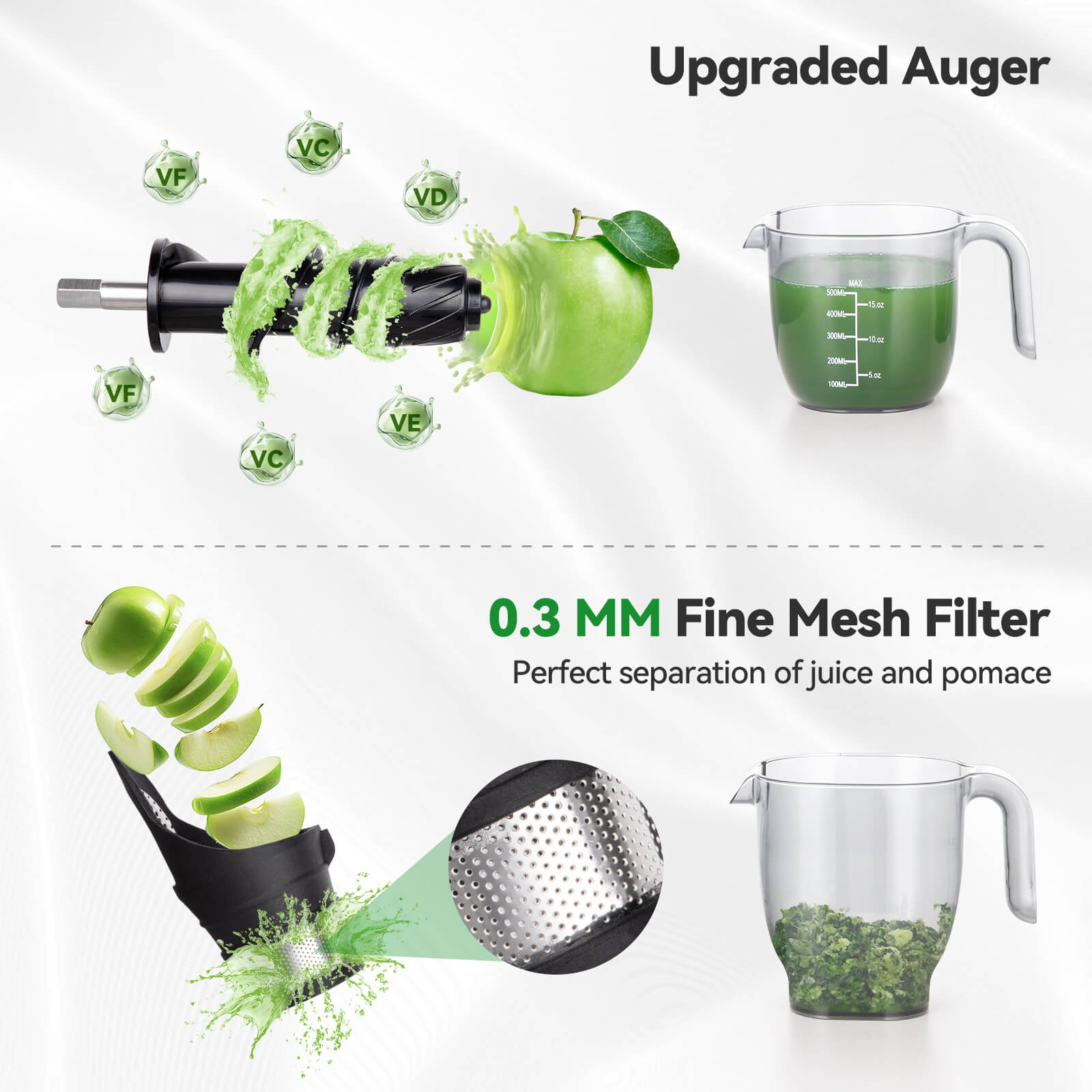 Cold Press Juicer, More Nutrients, Quiet Slow Juicer, Black
