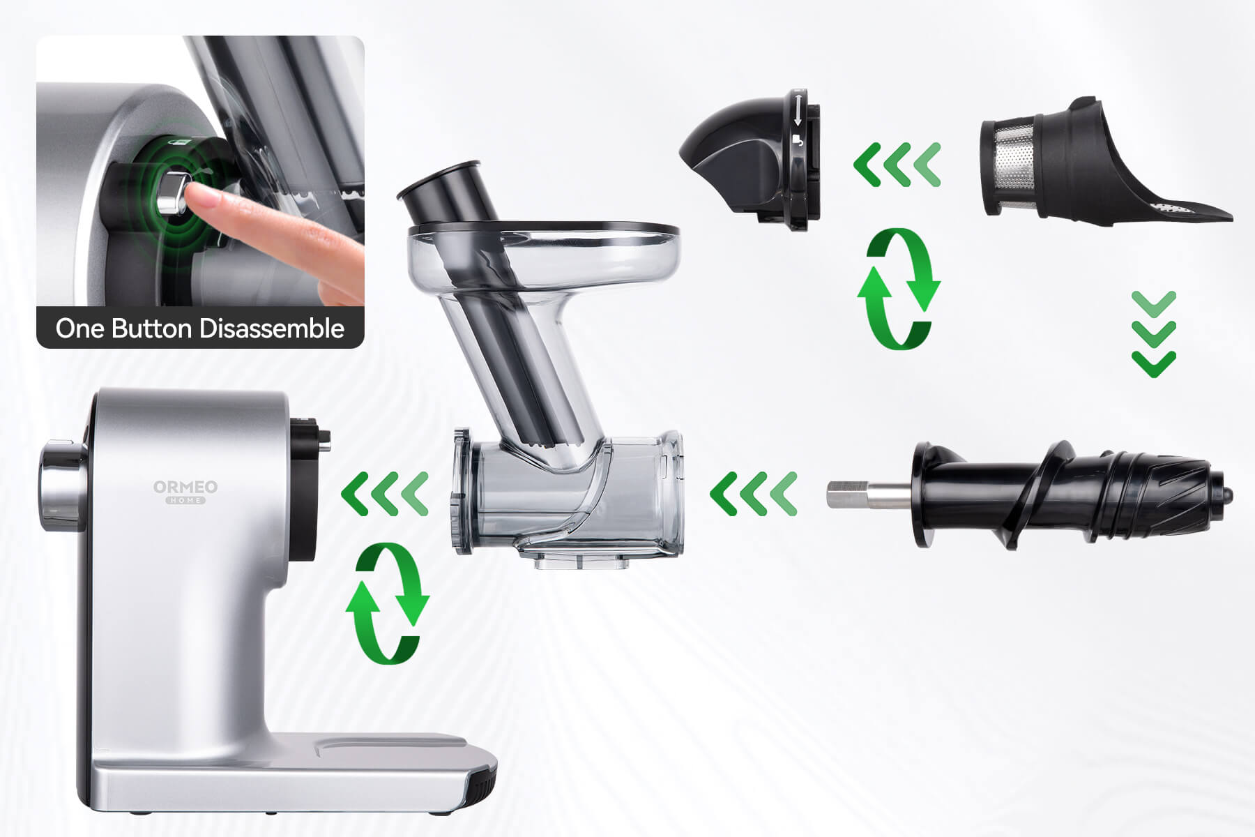 Cold Press Juicer, More Nutrients, Quiet Slow Juicer, Silver