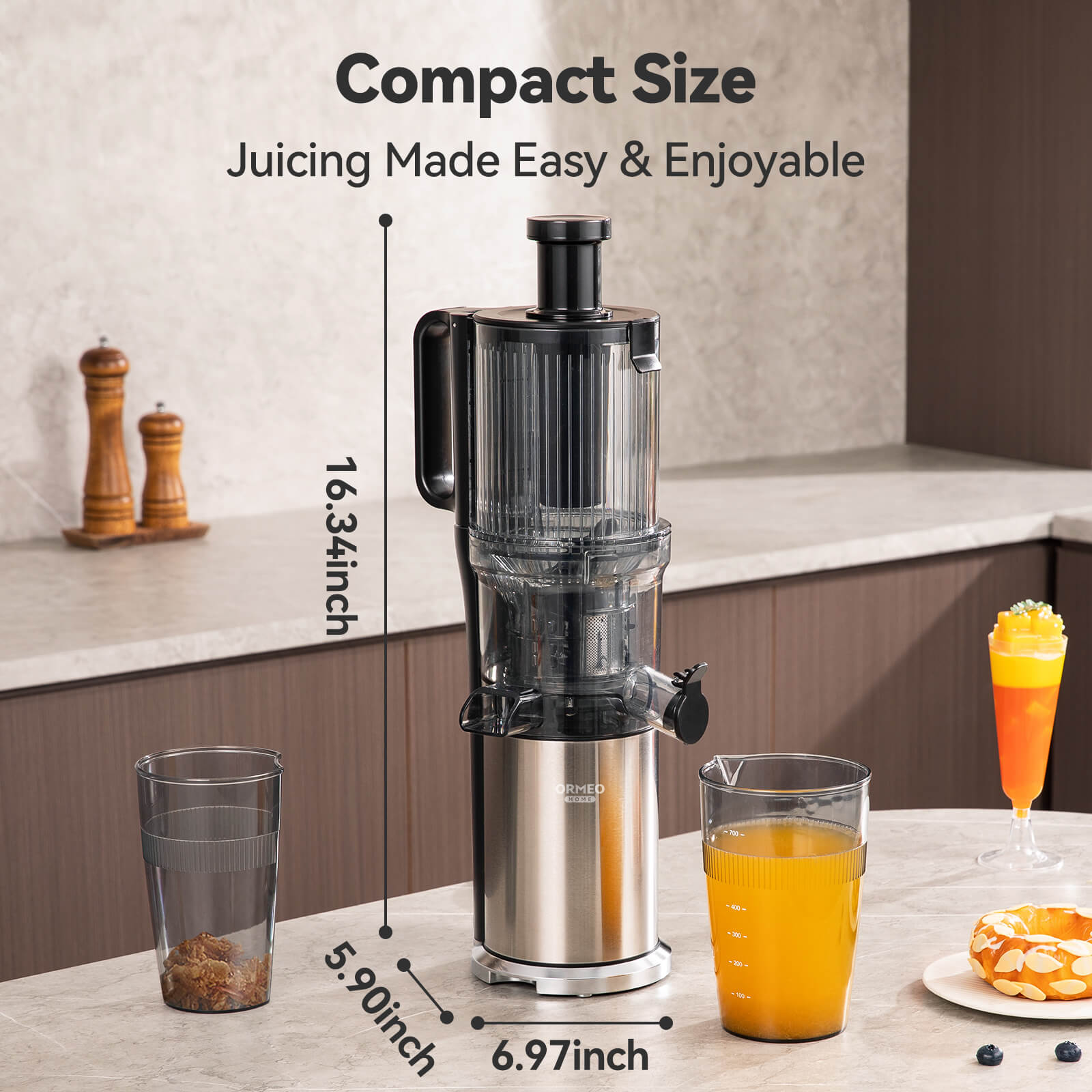 Cold Press Juicer Quiet Motor - High Yield Easy Clean Slow Juicer for Healthy Drinks